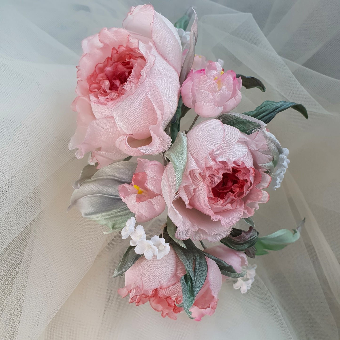 Silk Bloom Fantasy: Luxe Roses & Blossom Headpiece