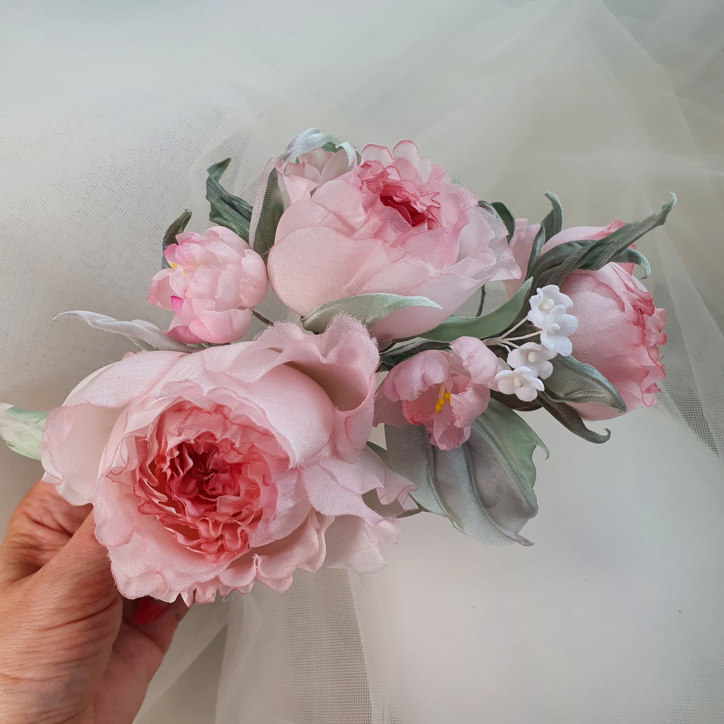 Silk Bloom Fantasy: Luxe Roses & Blossom Headpiece