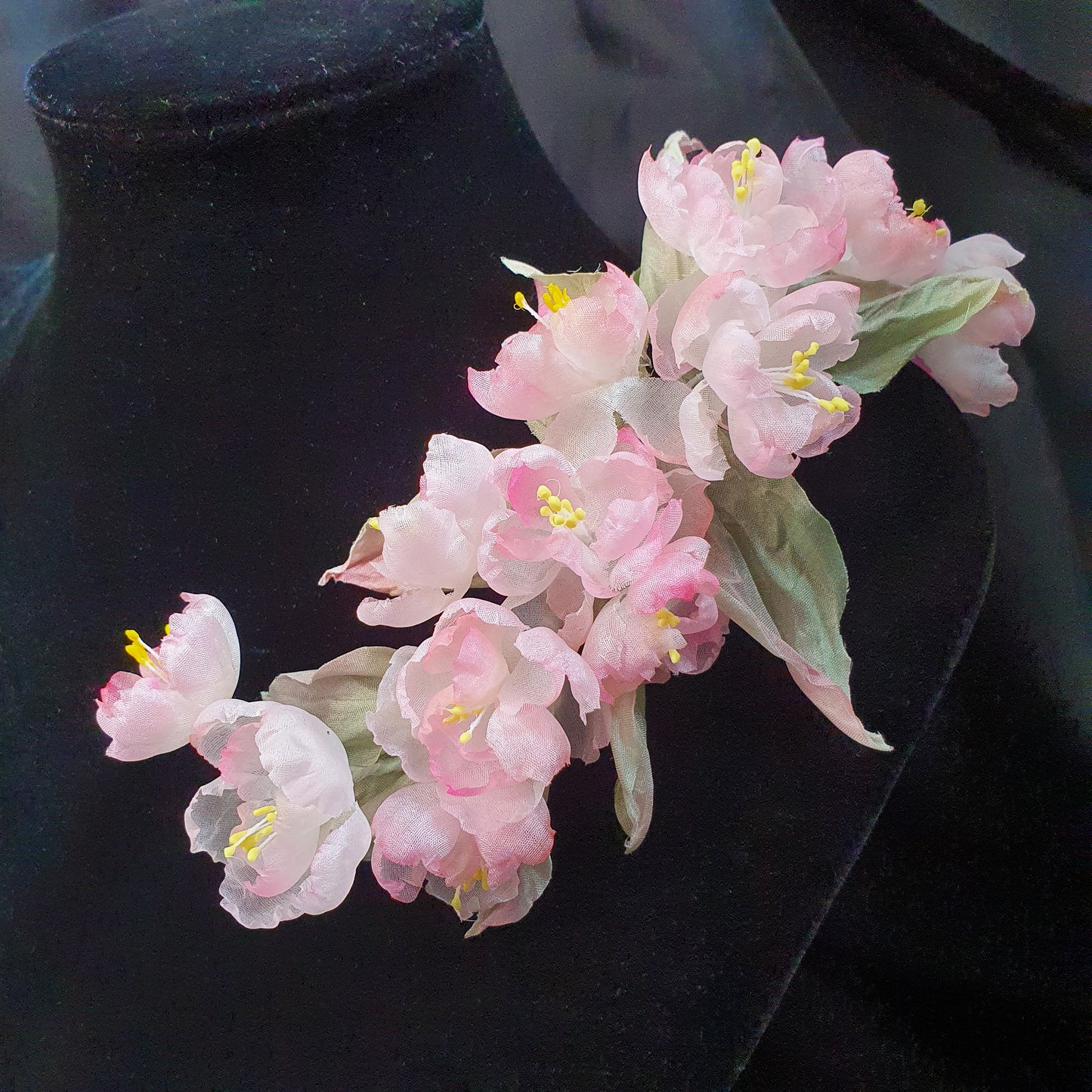 Blossom Éclat - Handcrafted Silk Apple Blossom Brooch & Headpiece