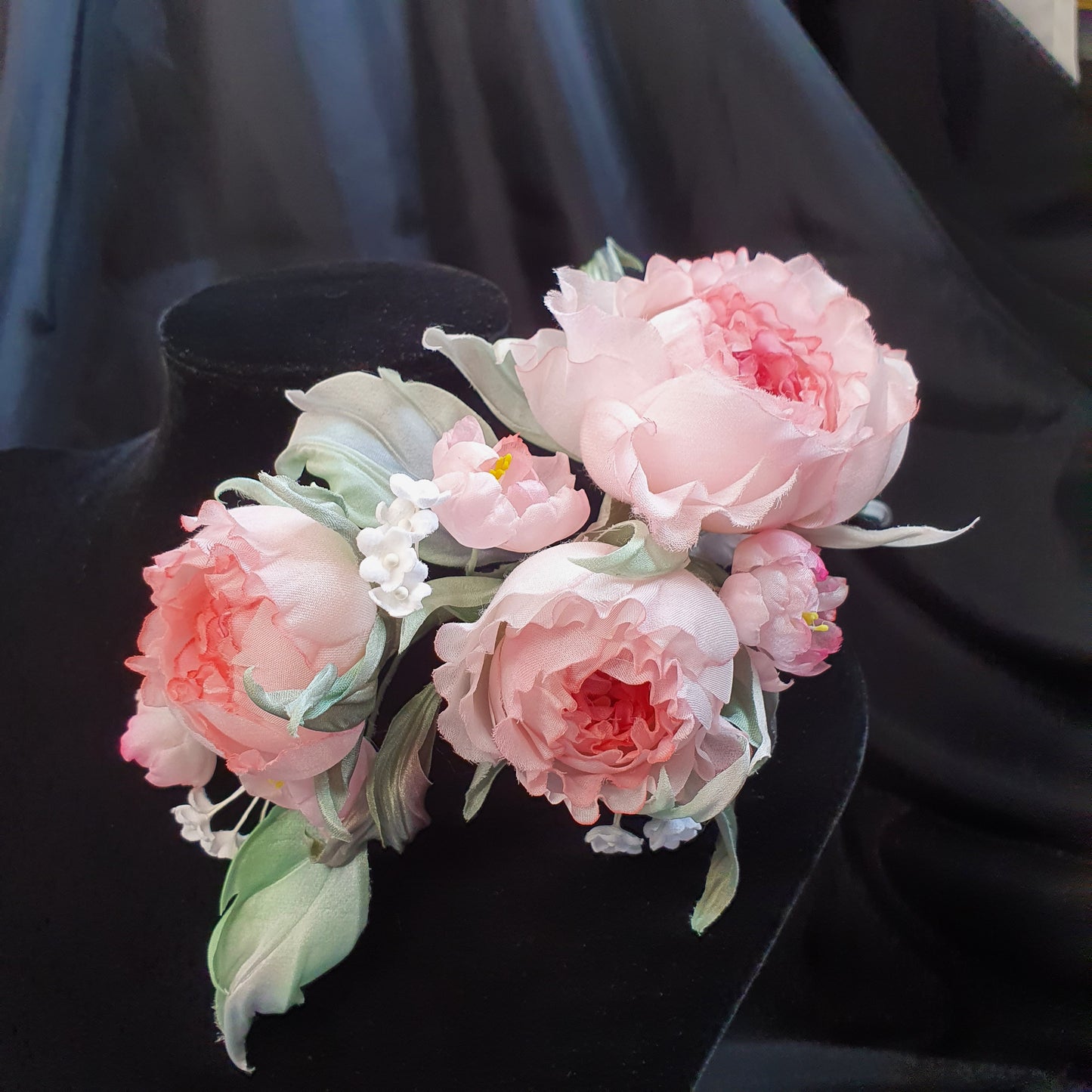 Silk Bloom Fantasy: Luxe Roses & Blossom Headpiece