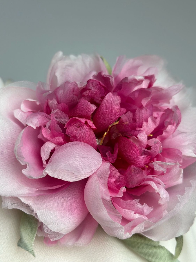 "Seeing Blue" Silk Peony Brooch
