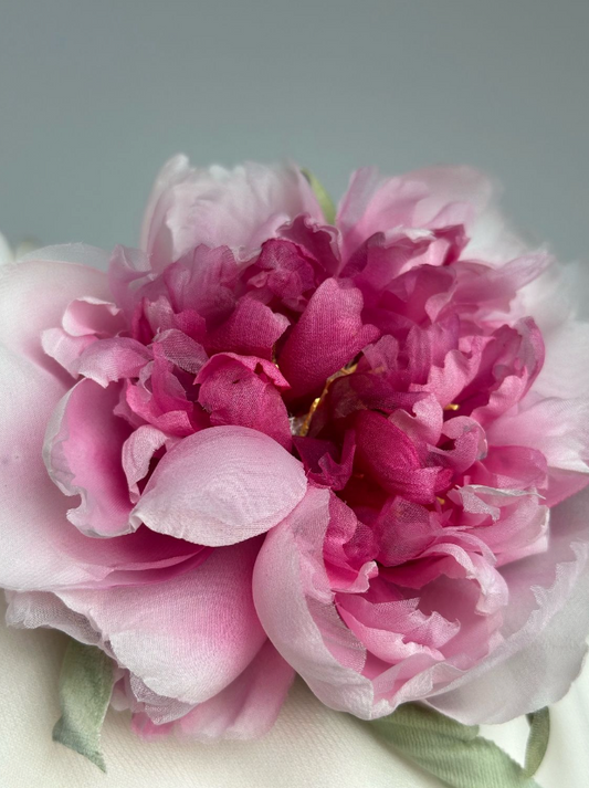 "Seeing Blue" Silk Peony Brooch