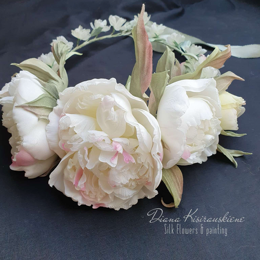 Hand-Created Silk Peony Flower Headpiece