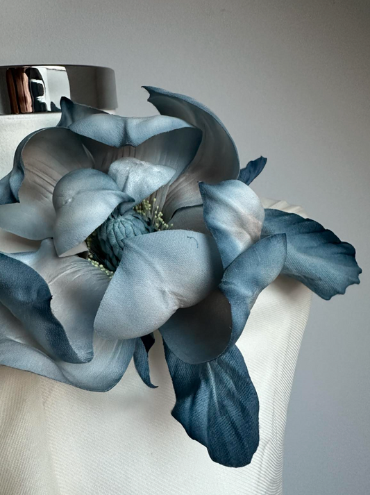 Handcrafted Silk Magnolia Flower Brooch